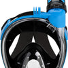 CRESSI Duke Action Full Face Mask - Masque intégral CO2 Safe Grande Vision Snorkeling No Fog avec Tuba Dry et Support Action Cam - Noir/Bleu - M/L
