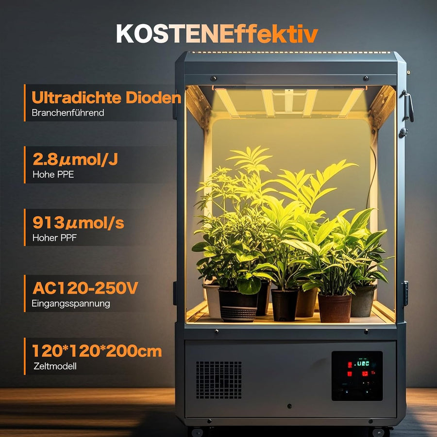 Lampe de Culture LED 320W pour Plantes Intérieur, Spectre Complet Diodes Samsung, Couverture 60x60cm, Dimmable/Enchaînable - Serre Germination Croissance Floraison
