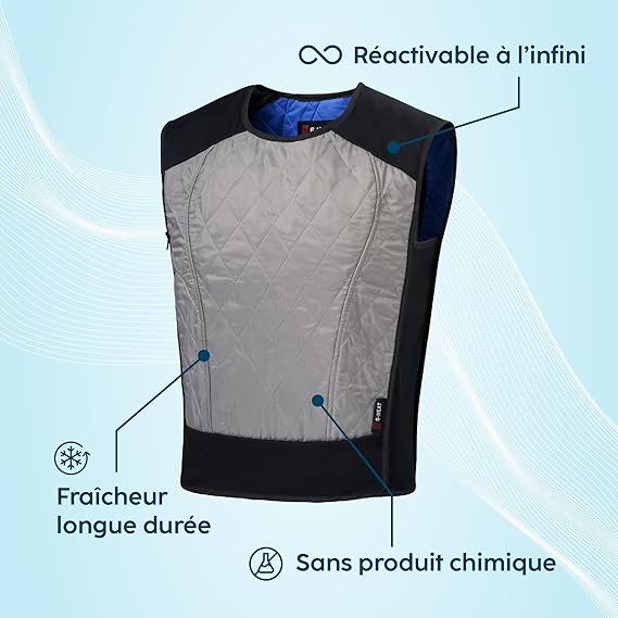 Gilet Rafraîchissant Sport avec Technologie Polycool, Ultra-Léger et Respirant, Effet de Fraîcheur Instantané, Idéal pour Running, Cyclisme, Travail en Extérieur et Canicule