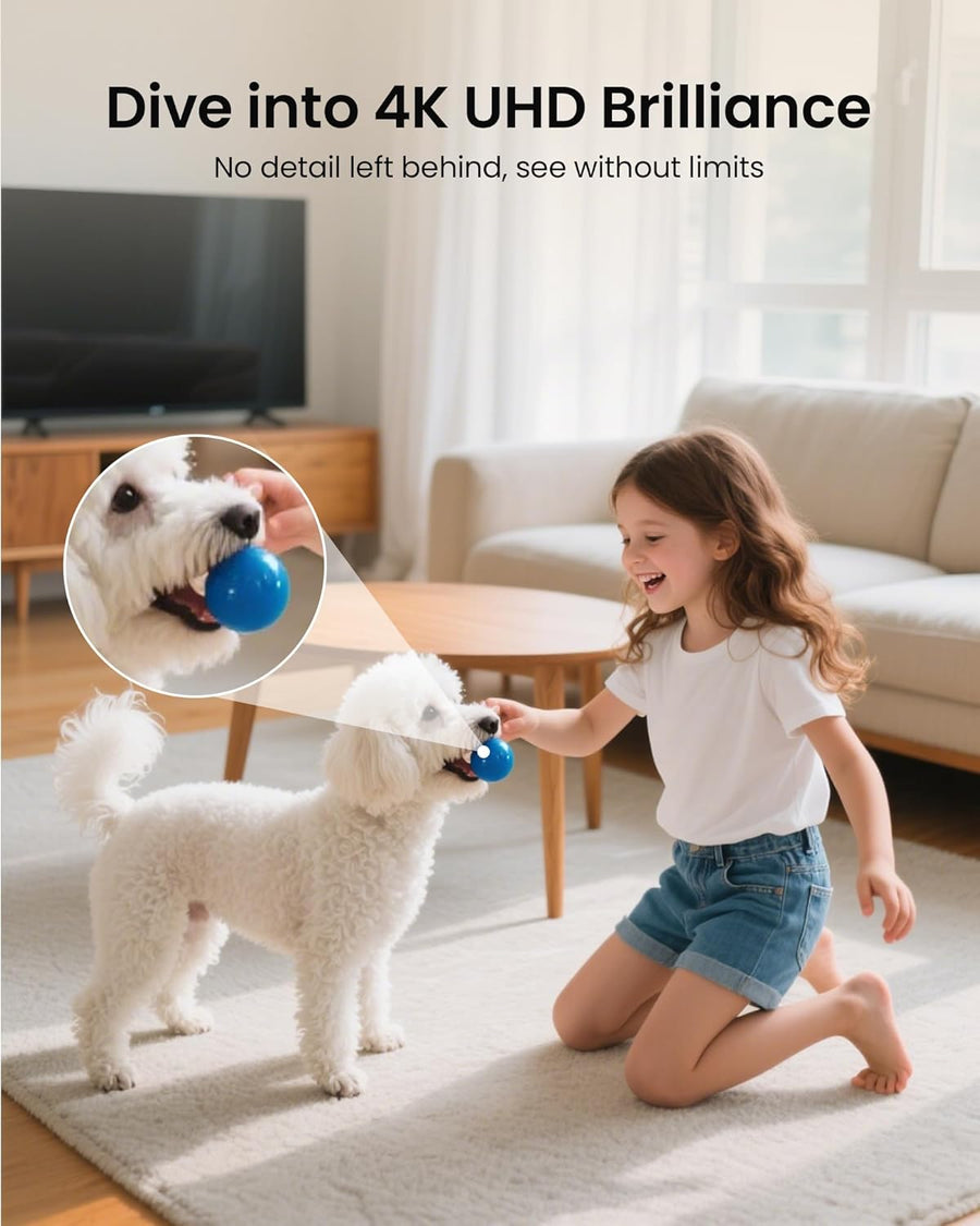 Caméra Surveillance 4K 8MP WiFi Intérieure, 2,4G/5GHz 360° IP Caméra Bébé, Détection de Personne/Animaux/Pleurs, Audio Bidirectionnel, Vision Nocturne, avec Carte Mémoire 64Go