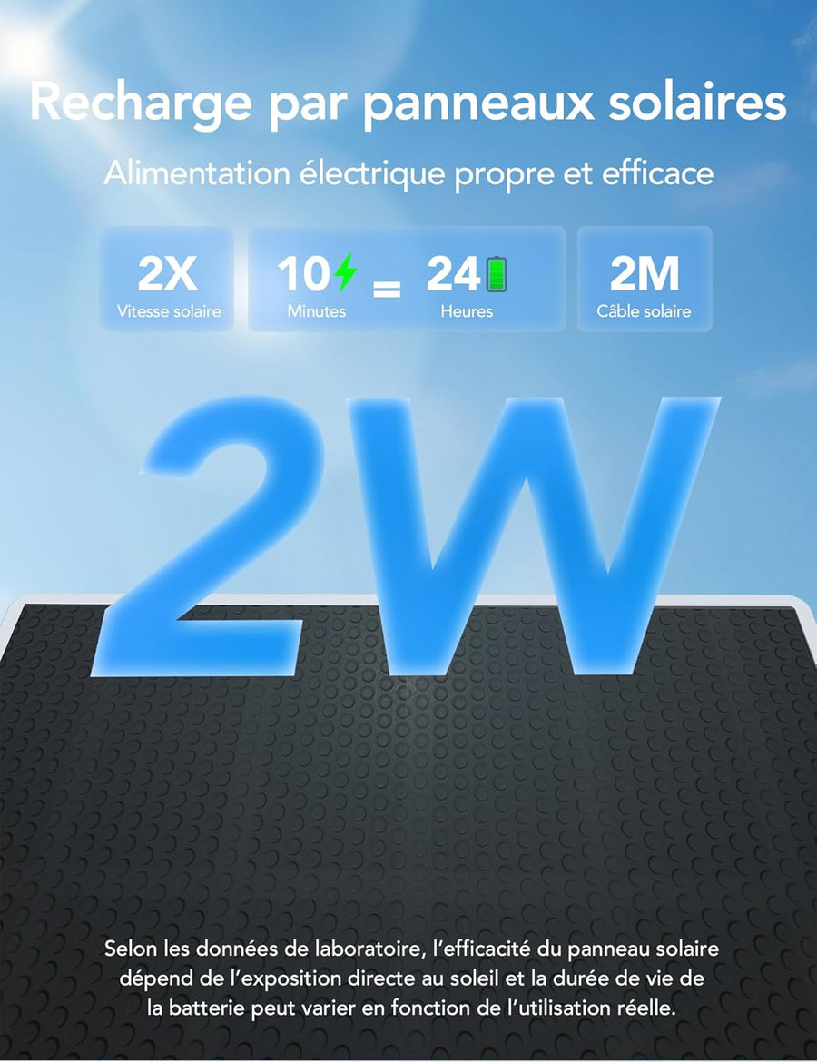 Caméra de sécurité solaire sans fil 2K, système de caméra de vidéosurveillance à batterie rechargeable, caméra de sécurité extérieure WiFi, vision nocturne en couleur, détection de mouvement PIR
