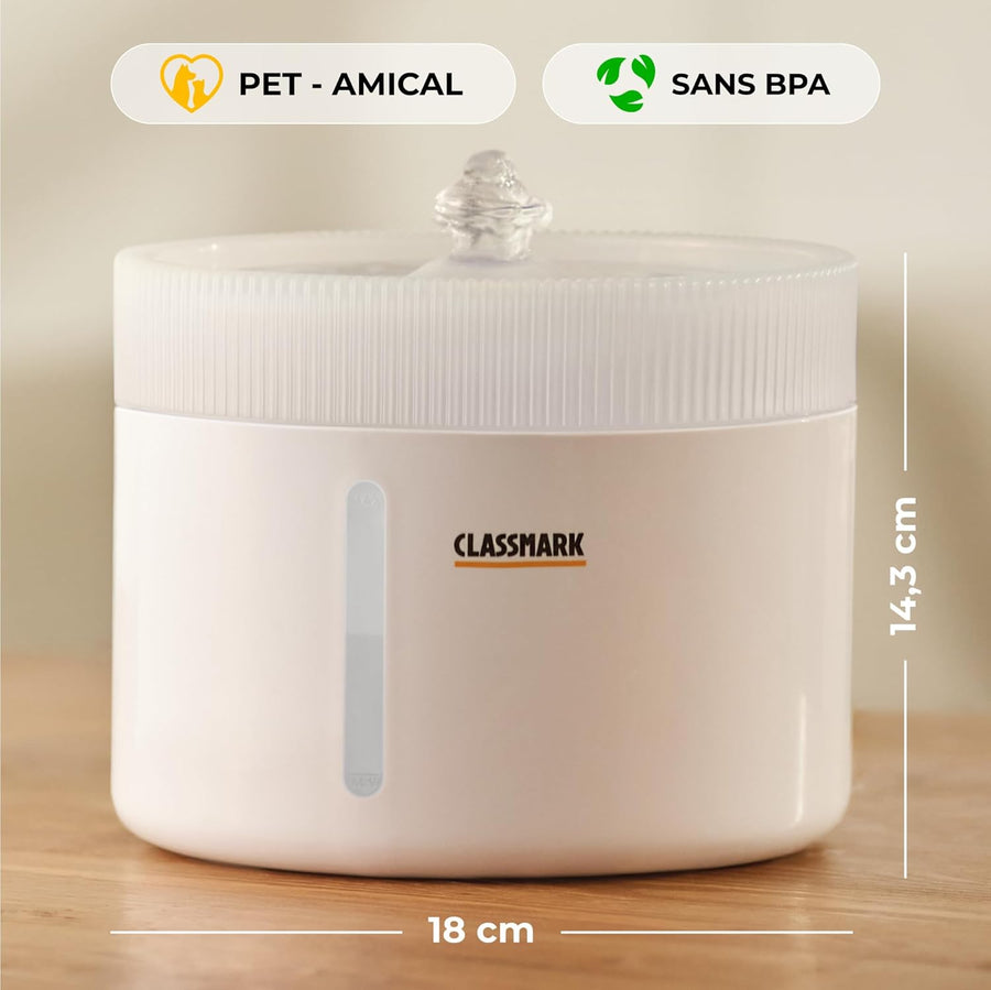 Fontaine a Eau Chat 2L Distributeur Eau Chat Couches de filtrage BLANC
