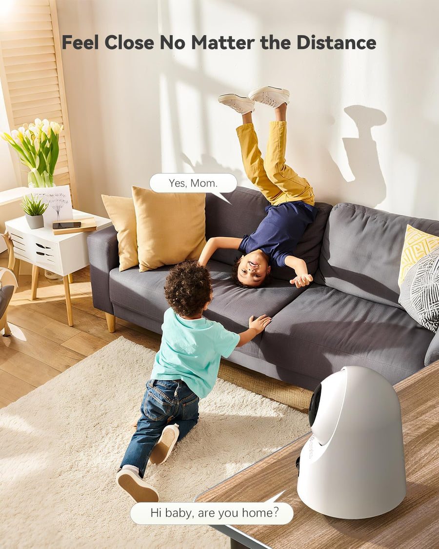 Caméra Surveillance Intérieure sans Fil Batterie, WiFi 2.4/5GHz, 2K Vision Nocturne Infrarouge 20 m, Accès PC/App, 128Go/Cloud Stockage, Détection PIR, Audio Bidirectionnel