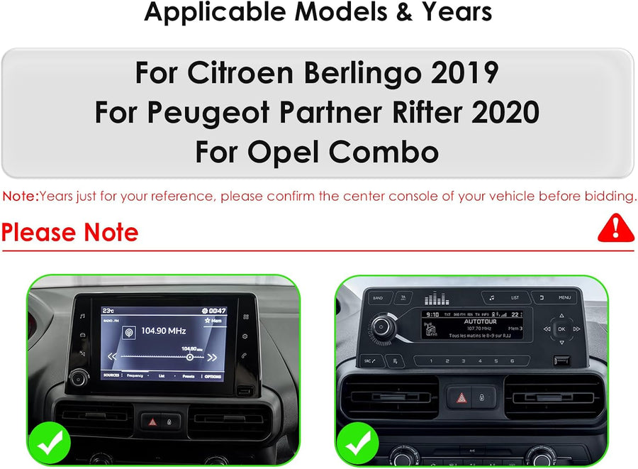 Ecran Carplay Autoradio Android 14 10,1" pour Citroën Berlingo 2019/Peugeot Partner Rifter 2020/Opel Combo 2 Go et 64 Go de mémoire, prend en charge Carplay sans fil/Android Auto, commande au volant, WiFi/4G, FM