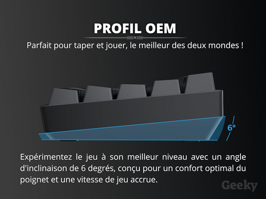 Clavier de Jeu Mécanique AZERTY 62 Touches Multicolores Rétroéclairées RGB LED pour Gaming