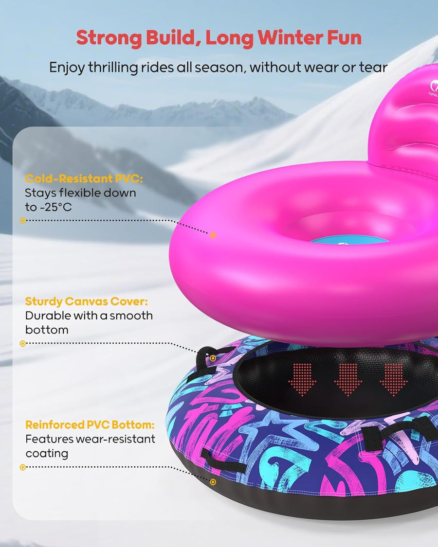 Tube à neige avec housse en toile de qualité supérieure pour enfants, tube à neige gonflable robuste de 111,8 cm ROSE