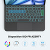Clavier pour iPad Air 11 (M3/M2, 2025/2024)/Air 5/4 AZERTY ISO-FR, Magic Keyboard pour iPad Pro 11" (4/3/2/1 Gen) avec Pavé Tactile Pleine Surface, Rétroéclairé Réglable
