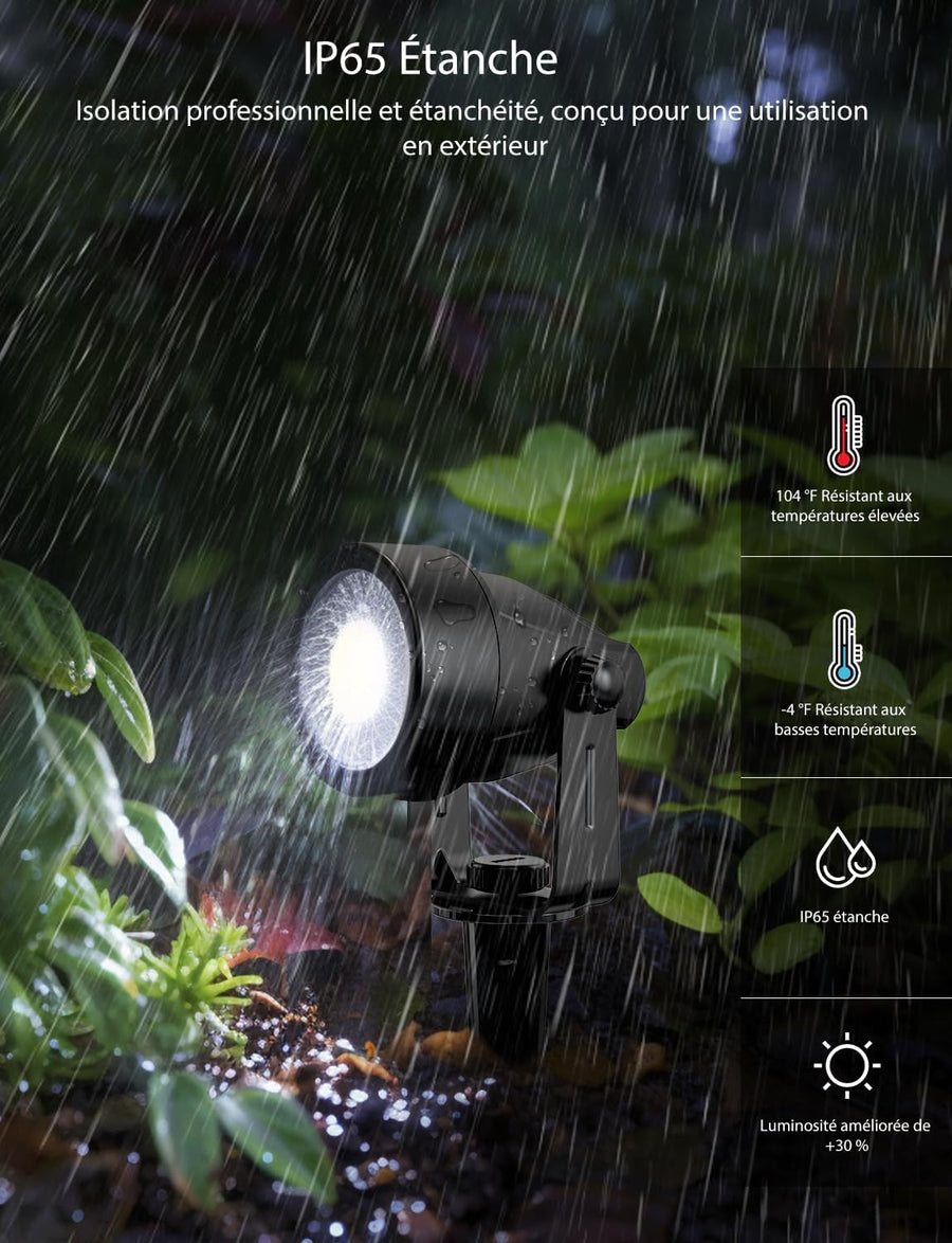 Spot LED Extérieur RGBW 12W, 4 Pièces Lampes Intelligentes avec Contrôle Vocal Alexa, 24V Étanche IP65 Projecteurs, APP/WiFi pour Jardin Paysager Allée Terrasse