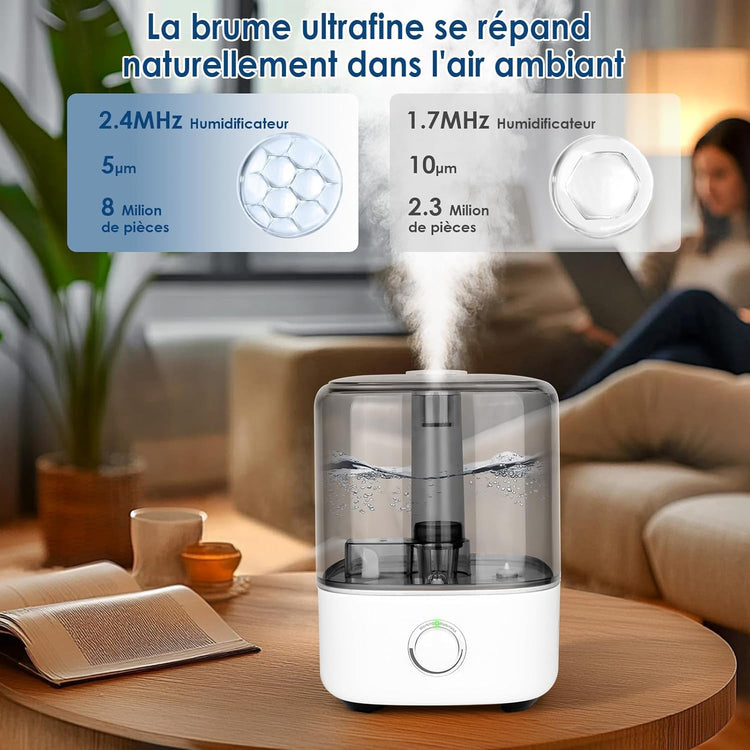 Humidificateur Air Grand Réservoir 5L 28dB Silencieux Arrêt Automatique sans BPA