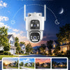 Camera Surveillance Solaire AOV Double Objectif,WiFi Extérieure 3MP+3MP Enregistrement 24/7, 8W & 15600mAh, 30m Détection Humaine Suivi Auto, Vision Nocturne, PTZ 355° IP66