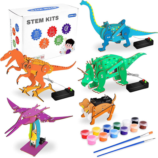 Jouet x5 Puzzle 3D Bois Enfant Jeux Kits de Construction Dinosaure DIY