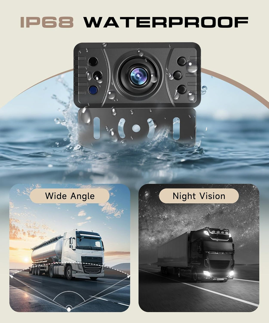 Caméra de Recul sans Fil, Moniteur TN 4,3 Pouces, Étanche IP68/Vision Nocturne Grand Angle/Lignes de Guidage Réglables/Inversion Image pour Voiture Camion Fourgon Caravane