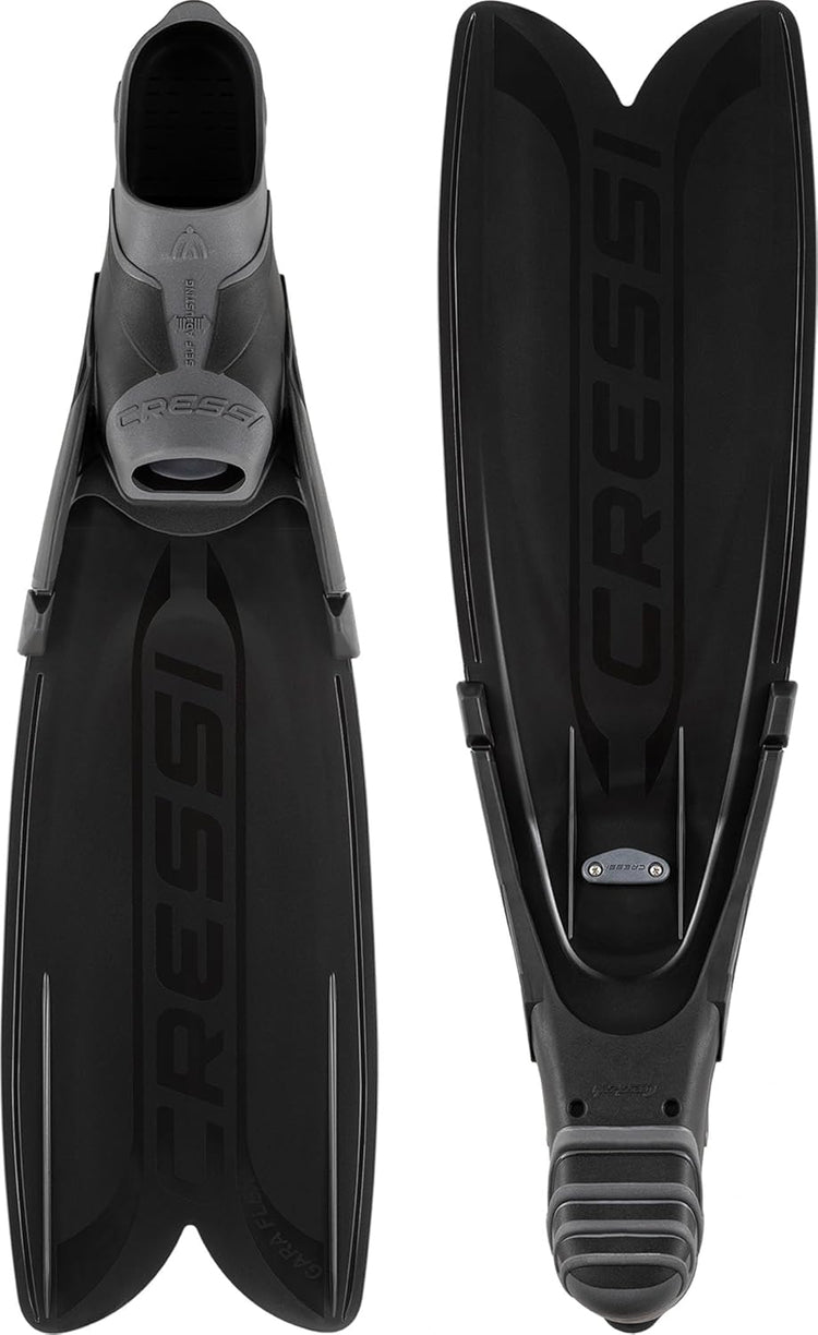 CRESSI Gara Turbo Flex Fins - Palmes Performantes Réactives Légères Unisexes Système Gara Modulaire et Lames Interchangeables pour Plongée Apnée Chasse sous Marine Snorkeling Taille 36-37 NOIR