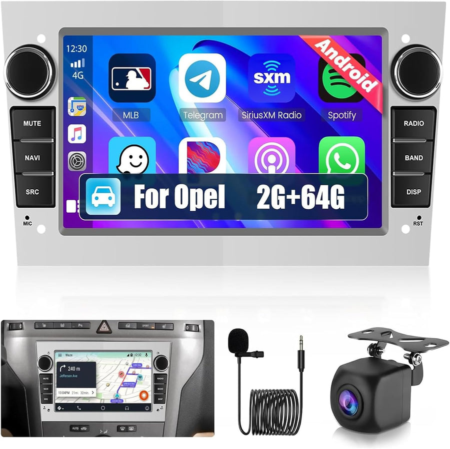 Autoradio Android 15 pour Opel Astra, Antara, Vectra, Corsa, Zafira, Meriva, Vivaro, Combo, Signum, Tigra Carplay Android Auto sans Fil -7" Écran Tactile avec WiFi GPS FM/RDS BT SWC+Caméra+MIC