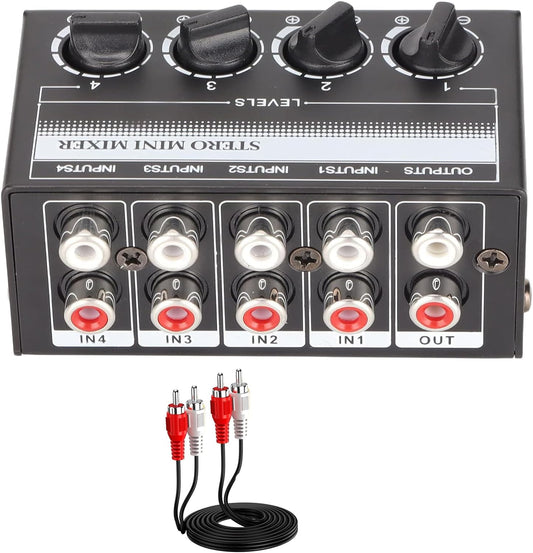 Mixeur audio RCA 4 canaux avec câble RCA, AK-74-MINI