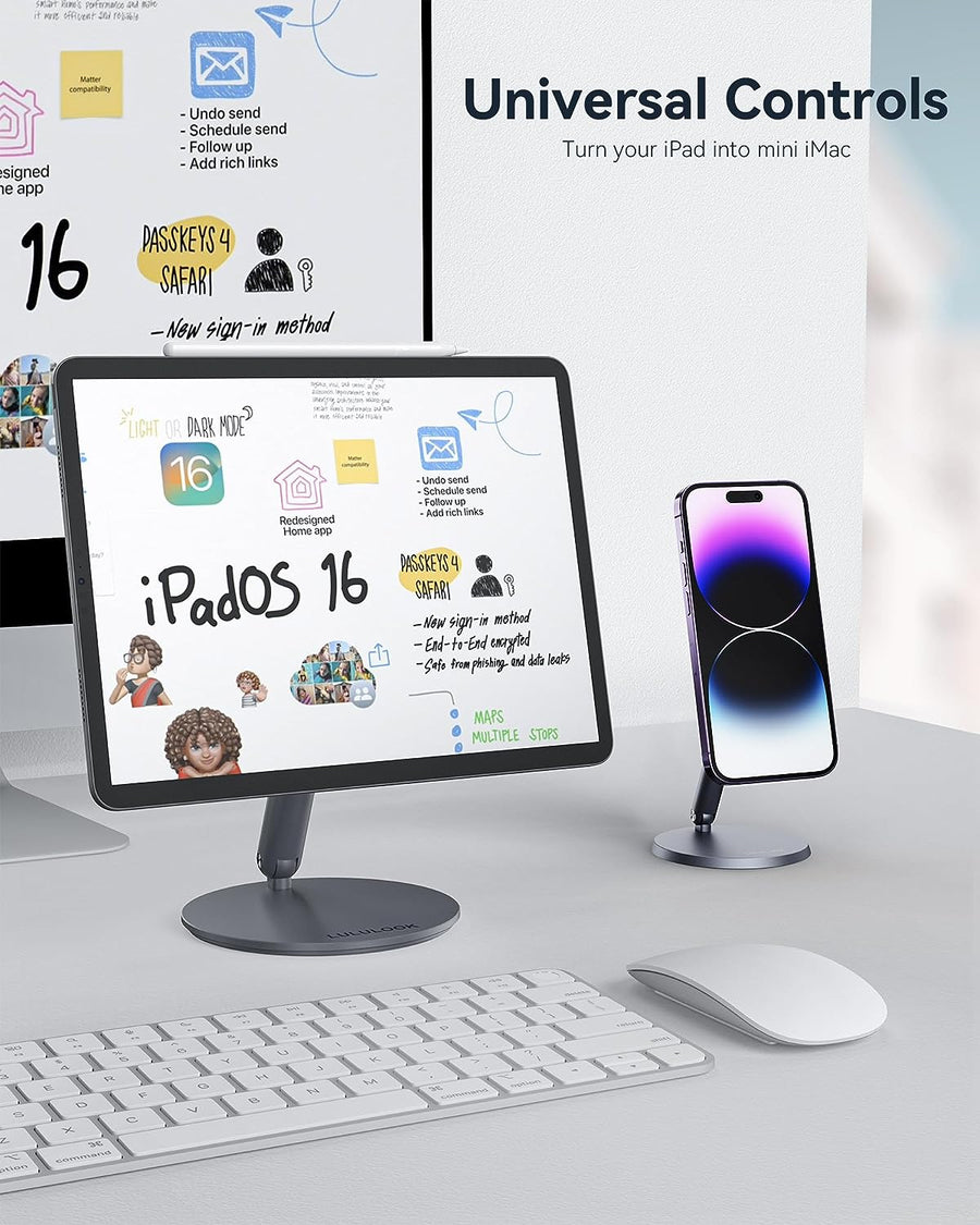 Support Magnétique Pliable Tablette 10,9 Pouces Utilisation en Mode Paysage ou Portrait GRIS