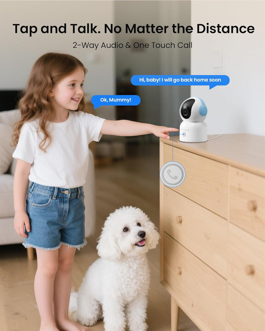 Caméra Surveillance 4K 8MP WiFi Intérieure, 2,4G/5GHz 360° IP Caméra Bébé, Détection de Personne/Animaux/Pleurs, Audio Bidirectionnel, Vision Nocturne, avec Carte Mémoire 64Go