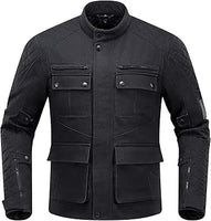 Veste Moto Hommes Taille L Hiver Protection CE Doublure Amovible Équipement de Protection Vintage Décontracté Moto NOIR