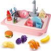 Jouets d'Évier De Cuisine avec Eau Courante, Couleurs Changeantes Vaisselle, Recyclage de l'eau ROSE