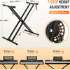 Support de clavier et banc de clavier - 6 niveaux réglables en hauteur - Double X-Frame - Pour clavier de 61, 76 et 88 touches - Charge maximale : 168 kg