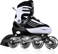 Rollers Enfants Patins à Roulettes Intérieur Extérieur Taille Réglable 34-37 NOIR/BLANC