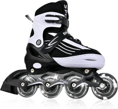 Rollers Enfants Patins à Roulettes Intérieur Extérieur Taille Réglable 34-37 NOIR/BLANC