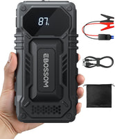 Booster Batterie Voiture, 12000mAh Démarreur de Voiture et Moto Portable, 12V Jump Starter avec Câbles de Démarrage Intelligents, Lumière LED Kit d'urgence pour Véhicules Chargeur de Secours