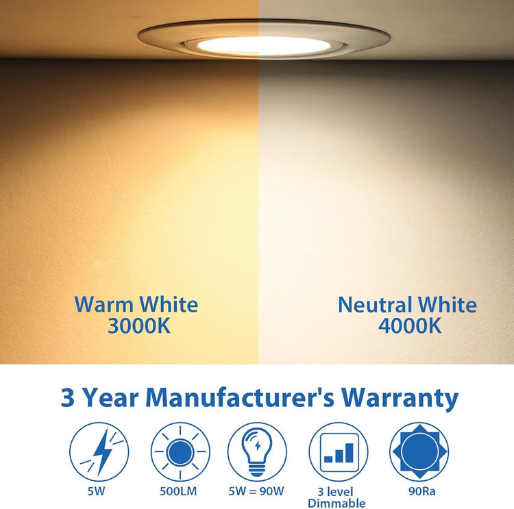 Spot LED Encastrable Orientable, 5W Spot Led Plafond Blanc Dimmable 220V Blanc Neutre 4000K 500LM Spot Encastrable LED Extra Plat, IP44