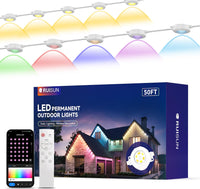 Éclairage Extérieur Permanent 15M, 16000 Couleurs et RGBIC (2700K-6500K), APP Intelligente et Télécommande, Chaque LED Contrôlée Individuellement Temporisateur Dimmable Compatible Assistant Vocaux