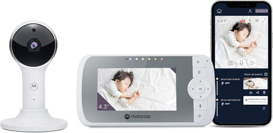 Babyphone MOTOROLA VM64 Caméra Bébé 1080p Moniteur Ecran LCD 4.3" Rechargeable Vision Nocturne Audio