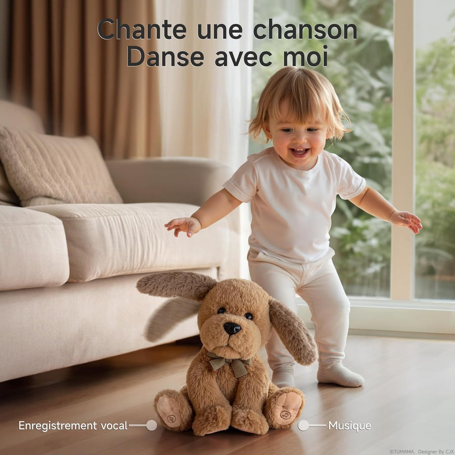 Jouet Peluche électronique Chien pour Enfants, électronique Doux Chien de Compagnie Chanteur d'oreilles, Répète ce Que tu dis Peluches et Animaux Interactifs