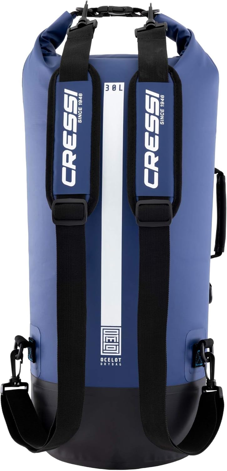 CRESSI Depuis 1946 - Ocelot Dry Bag - Sac Étanche Imperméable Grand Format 30L Unisex pour la Mer, Le Bateau et Les Activités Aquatiques BLEU