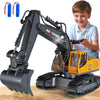 Jouet Pelleteuse télécommandée à partir de 3, 4, 6, 8 ans, 1:18, 11 canaux, avec télécommande, pelle et lumière LED, pelleteuse à chenilles