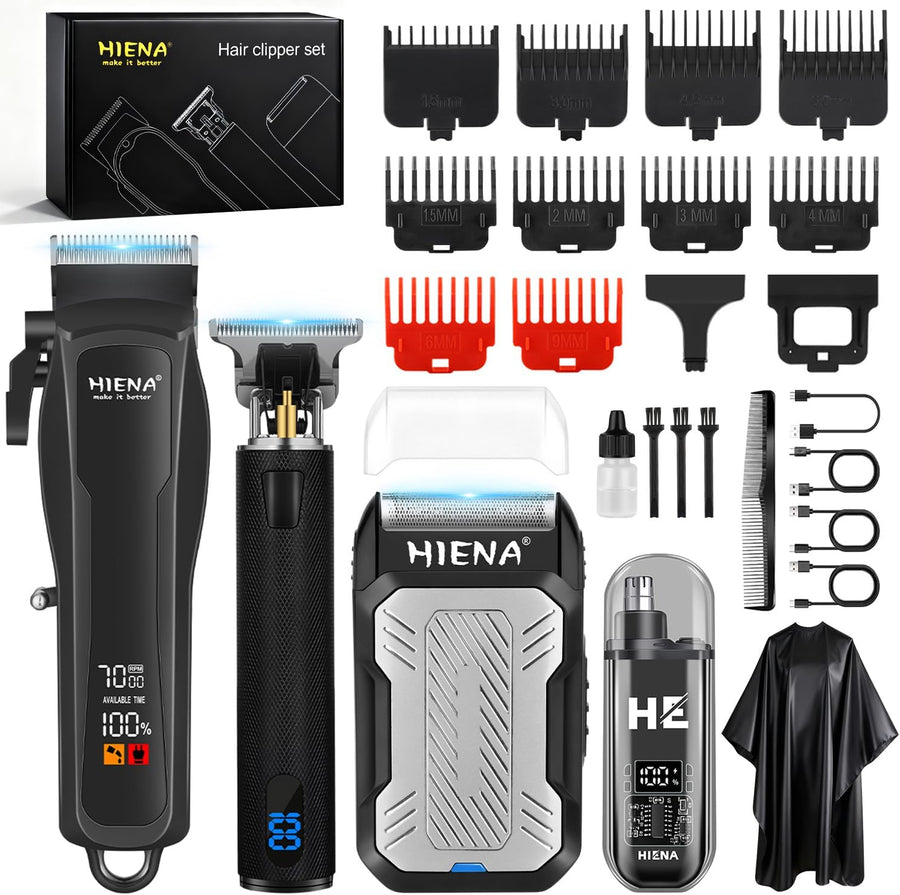 Tondeuse à cheveux professionnelle pour homme, sans fil, tondeuse à barbe, rasoir nasal, rechargeable par USB, kit complet de tondeuse électrique