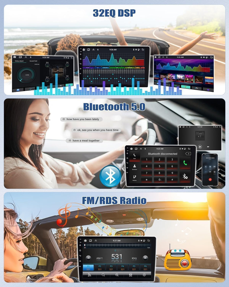 Autoradio 4Go+64Go pour Mercedes Benz Classe C W203,W209 C180, C200(2005-2009),Wireless Carplay Android Auto, 9 Pouces 2 Din Bluetooth 5.0/GPS/WiFi /32EQ DSP+MIC