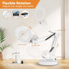 Lampe Loupe 15X, 2-in-1 Lampe de Bureau Loupe Eclairante avec Base et Pince, 5 Modes de Couleur, Gradation en continu, Lampe Loupe LED avec Rotation à 360° Bras Pivotant