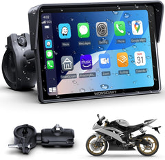 Écran CarPlay Moto sans Fil Compatible avec Apple CarPlay & Android Auto,5 Pouces Écran Tactile Moto Étanche avec Double Bluetooth,Navigation GPS,Commandes Vocales,Égaliseur,Alimentation USB/ACC