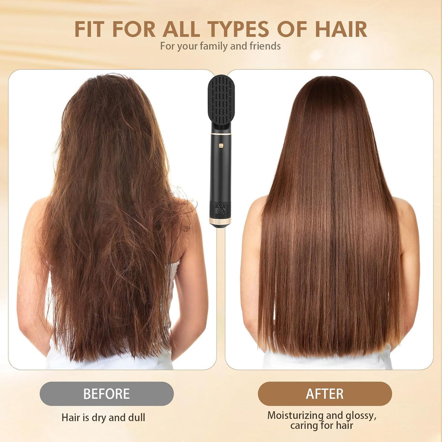 Brosse Soufflante, Airbrush 5 en 1 Air Styler Seche Cheveux 1000W Mulit Air Brush Set, 110000 tr/min Sèche-Cheveux Hair Boucleur à Cheveux Automatique, 3 Vent-Température Sécher, Boucler, Lissante