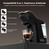 Machine à café à capsules, 5 en 1, 19 bars, multi-capsules pour Nespresso/Dolce Gusto/ESE Pads (44 mm), réservoir d'eau 1 l, 3 températures/7 quantités d'eau