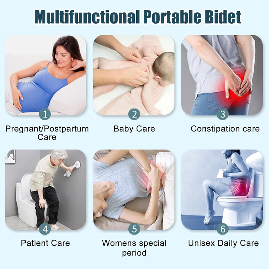 Bidet Portable 2.5L,Douchette Intime Maternité Electrique Rechargeable HygièNe Personnelle,Hemorroide,Soins Post Partum