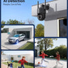 Caméra Surveillance 4K Extérieure avec Zoom Optique 5X, Vision Nocturne Couleur/IR Starlight 50m, Suivi Auto, Lumière Rouge-Bleue & Sirène, WiFi 5G/2,4G, App/PC, SD 256Go/FTP/NAS NOIR