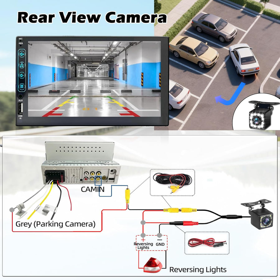 Autoradio 1 DIN avec Carplay et Android Auto - Écran Tactile HD 7 Pouces - Autoradio Bluetooth CarPlay 1 din Soutien MirrorLink iOS/Android et Caméra de Recul, Radio FM/USB/EQ/Mic