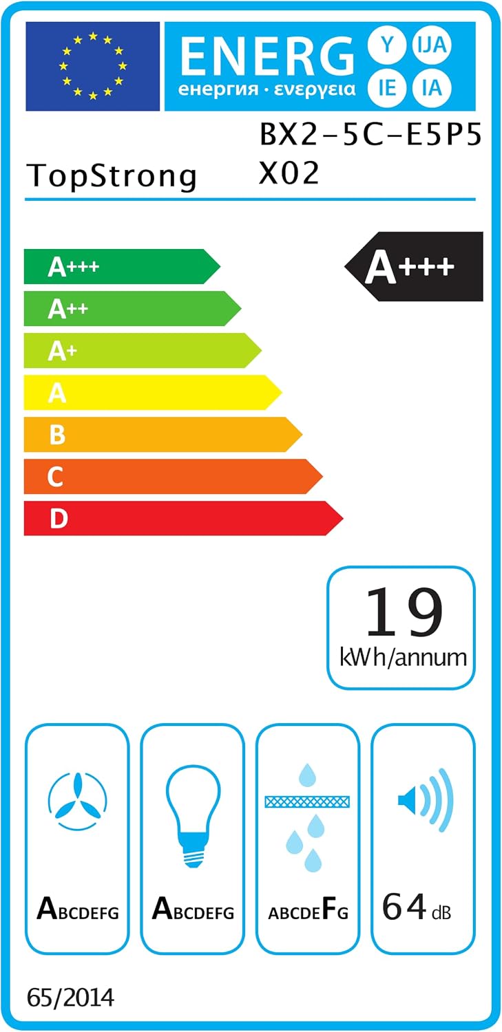 Hotte Aspirante Encastrable 52cm, A++,Commande Gestuelle,450m³/h Commande gestuelle, Tactile+Boost, Arrêt différé 5 min, A++, Moteur sans balais 55W,Filtres charbon incl., LED,Tuyau alu 2m