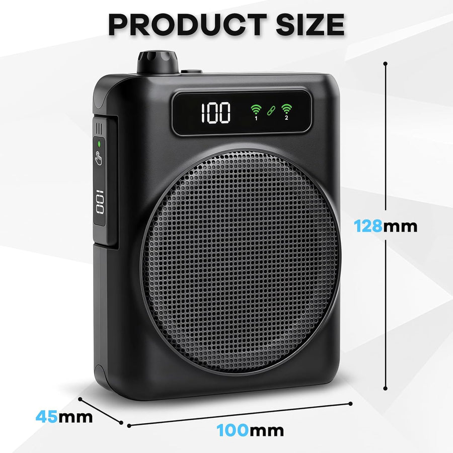 Amplificateur de Voix sans Fil, Portable amplificateur de Voix, Mini amplificateur Vocal avec 2 Microphones à Revers, Amplificateur Vocal