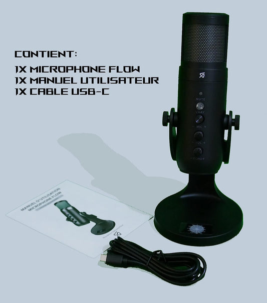 Microphone USB à condensateur, RGB, Réverbération Gaming Enregistrements, Réunions