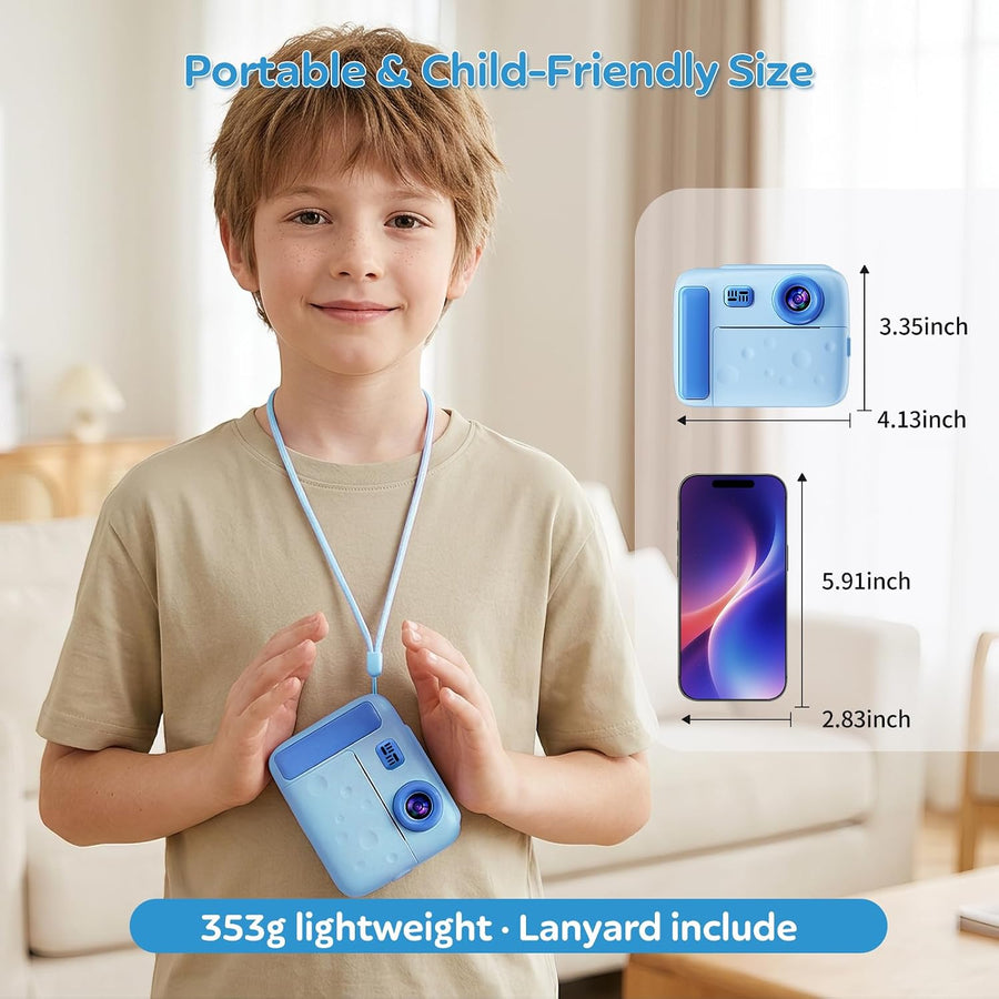 Appareil Photo Instantané Enfant,écran 2.4D Antichoc,Vidéo 1080p Appareil photo instantané MP3,batterie 1300mAh,cadeau anniversaire fêtes pour filles garçons 3-12 ans,Camera Enfant,D3