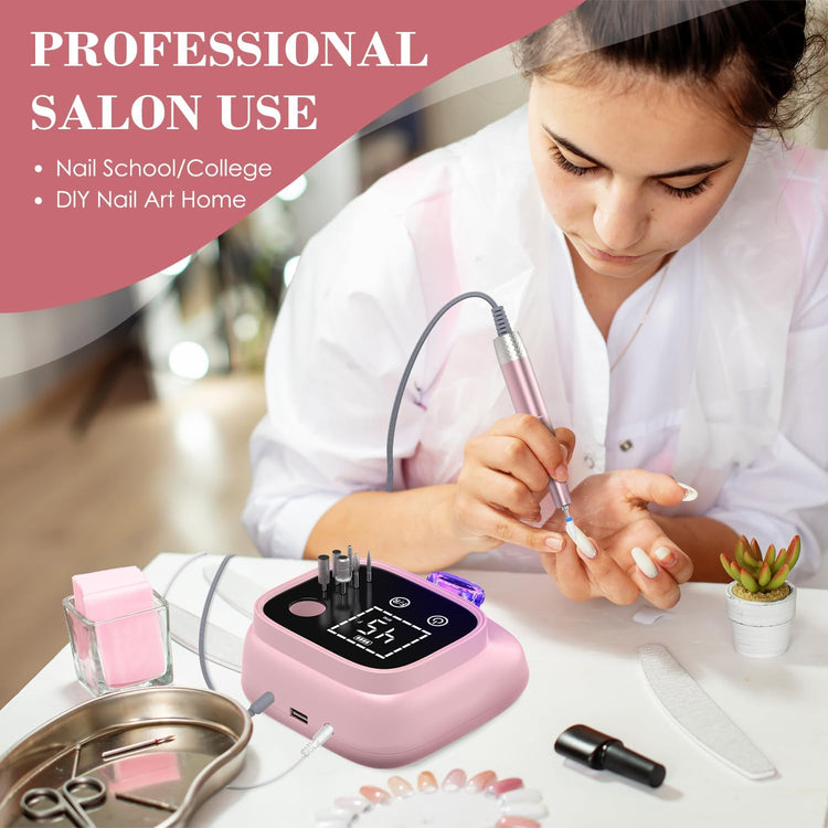 Ponceuse à ongles électrique professionnelle 45 000 tr/min, kit de lime à ongles portable pour toute manucure, pédicure, retrait du polissage des ongles en acrylique, conçue pour salon