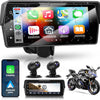 Écran CarPlay pour Moto avec 2 caméras, Enregistrement en Boucle, CarPlay sans Fil et Android Auto, enregistreur de Conduite écran Tactile Portable Bluetooth de 6,86 Pouces, Navigation/Siri