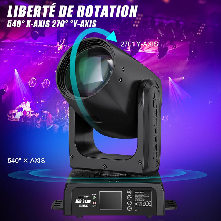 Projecteur Luminaires 150W Tête Mobile Dmx 512 RGBW 12 Gobos 12 Couleurs Activation Sonore