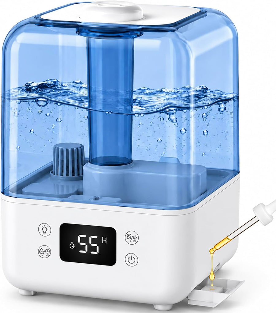 5L Humidificateur D'air Chambre Plante, Dificateur 22dB Calme, pour 40m² mini Humidificateur d air Bebe, Minuteur 12h, Mode Sommeil, Verrouillage Enfant, Fonction Arôme, avec Hygromètre